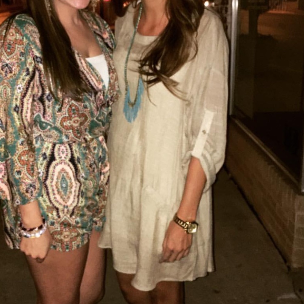 Tan linen dress. Size small